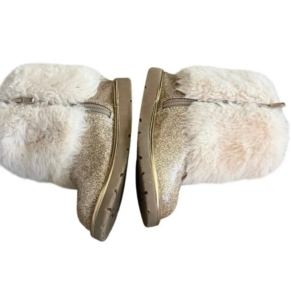 Harper Canyon Gold Glitter Faux Fur Winter Boots Toddler Girls Size 7C